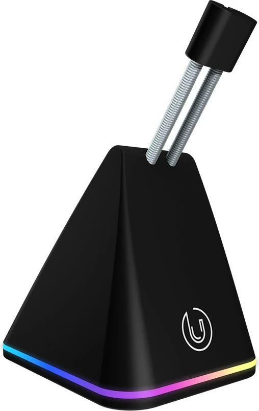 Bungee për kabllo mausi UVI Sloth, RGB, lartësi e rregullueshme 110–150 mm, bazë anti-rrëshqitëse, 400 g, e zezë