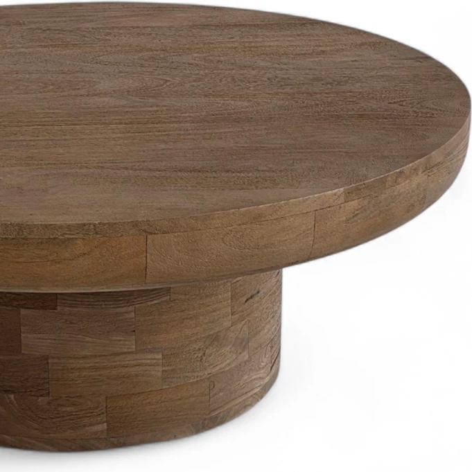 Tavolinë kafeje FIGURE, ngjyrë arre e çelët, 90x90x35cm