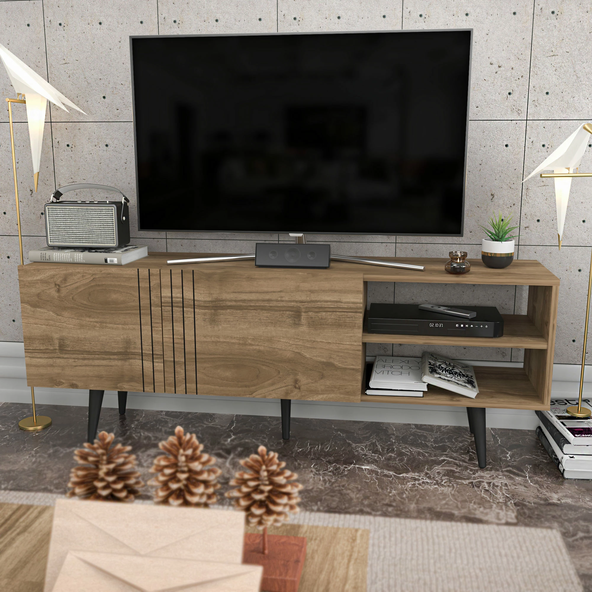 Komodë TV Hanah Home, Ronas, ngjyrë arre
