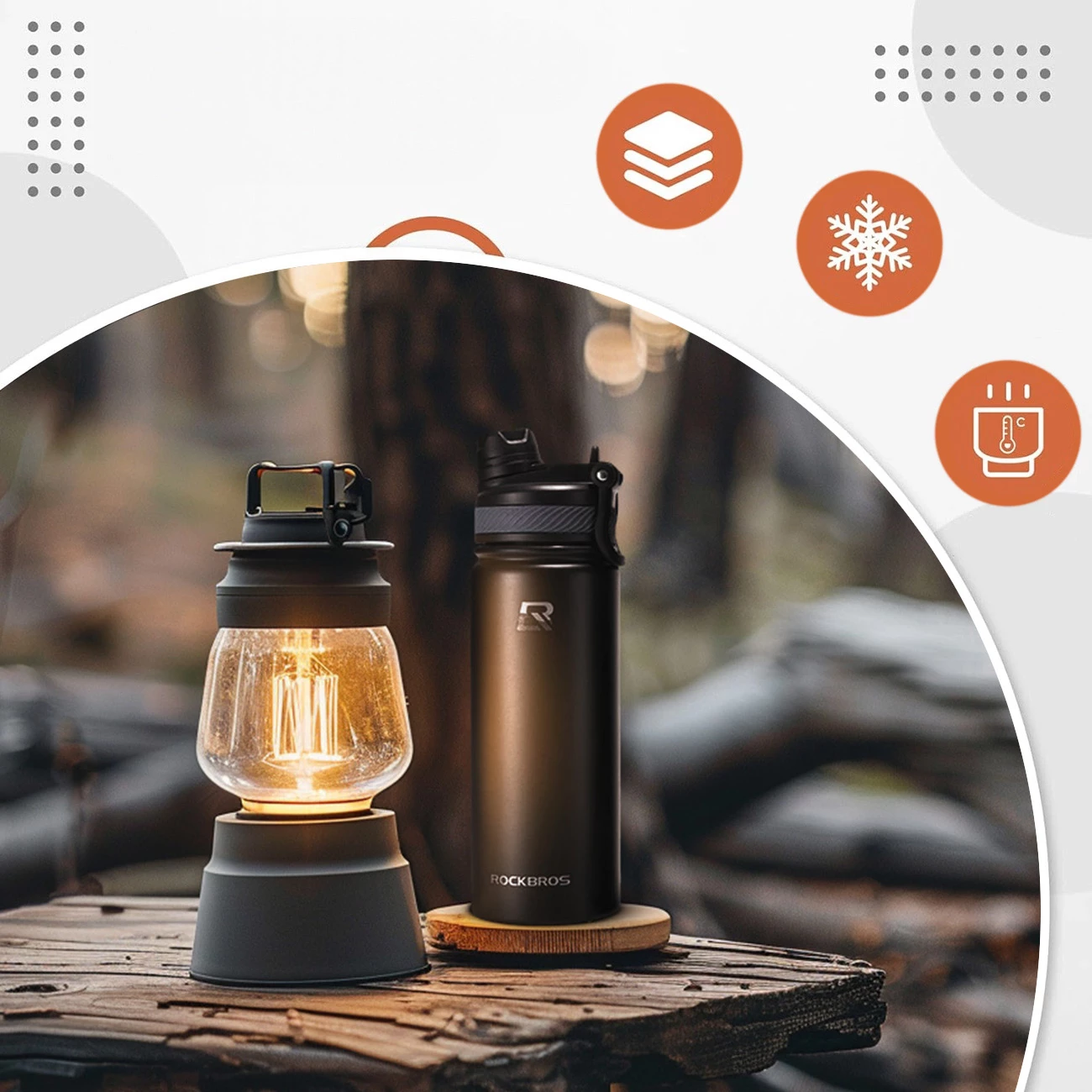 Shishe termo Rockbros 35210029002 për biçikletë, 650 ml, e zezë