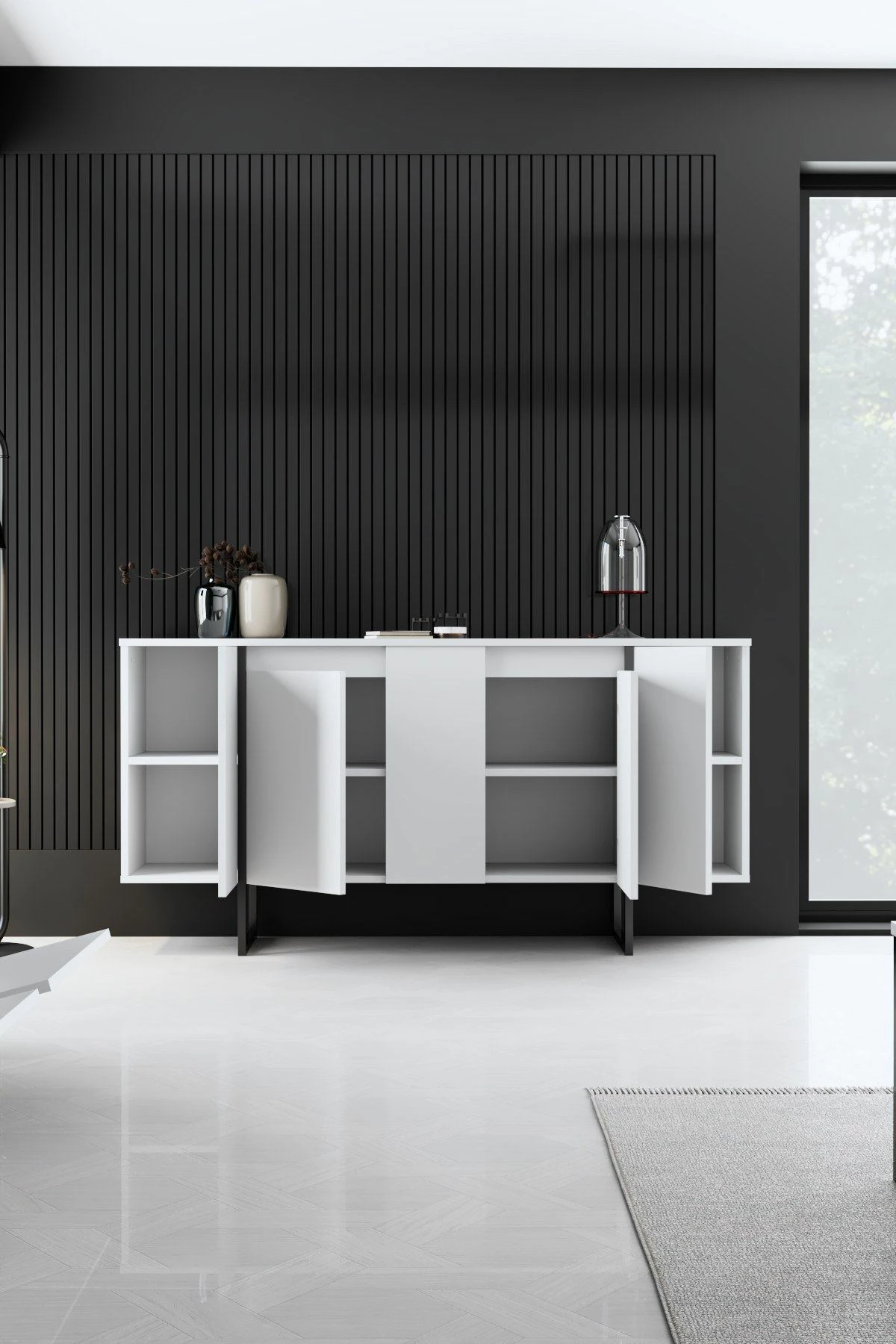 Konsol modern, ngjyrë bardhë e zi, Skye Decor, Luxe