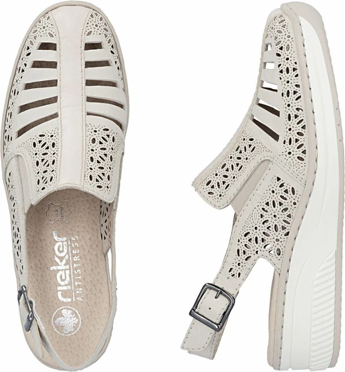 Sandale platforme femra Rieker 48763-60, bezhë