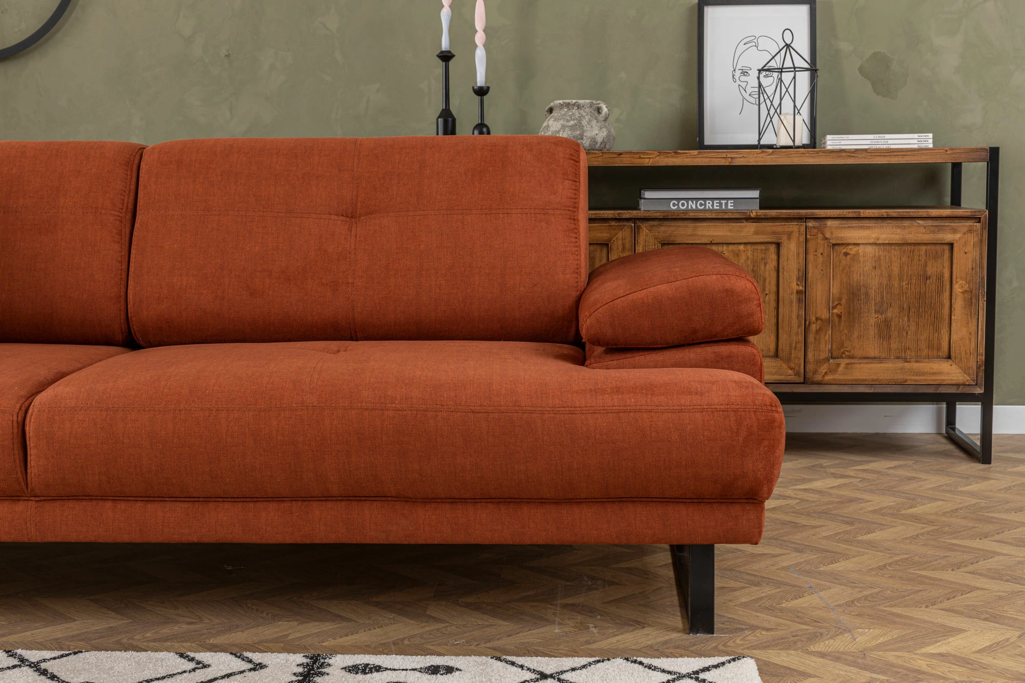 Divan-krevat 3 vendësh, ngjyrë portokalli, Atelier del Sofa, Mustang