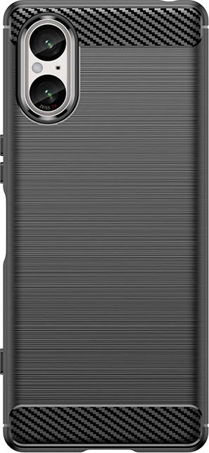 Mbështjellës Hurtel Carbon Case për Sony Xperia 5 V, i zi