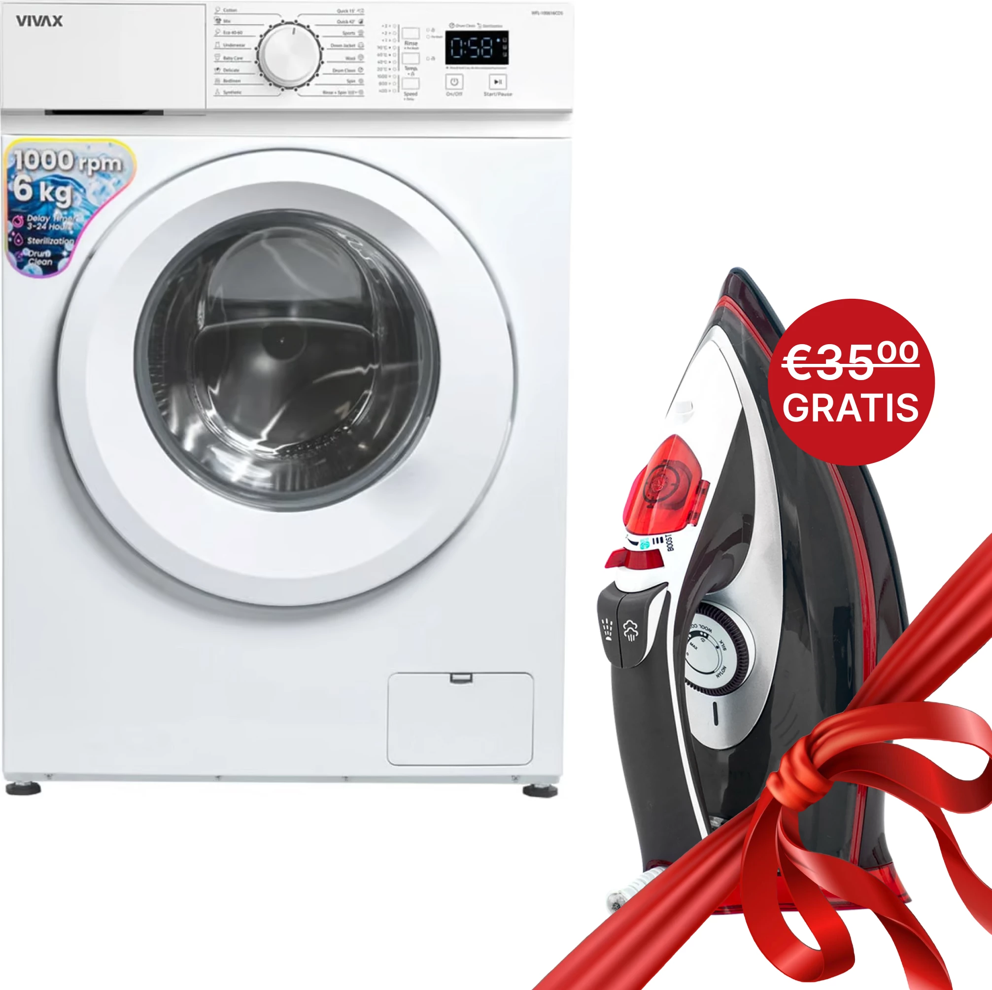 Makinë larëse VIVAX HOM WFL-100616CDS, 6KG, e bardhë