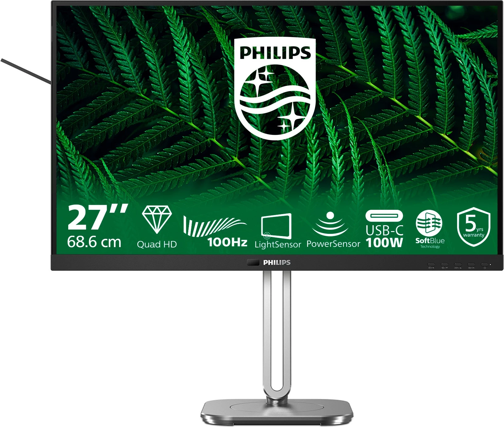 Monitor Philips 27B2G5601, 27 inç, Quad HD, 100Hz, USB-C, i zi
