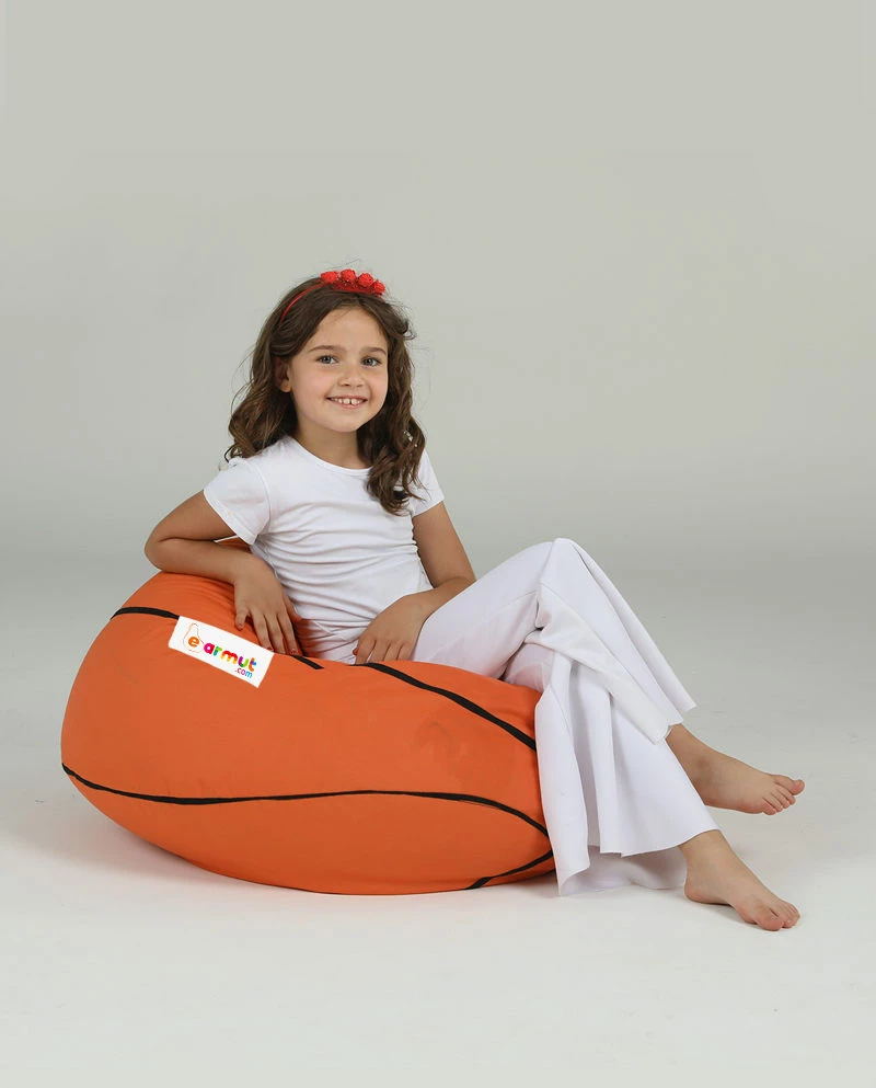 Puf kopshti për fëmijë, formë basketbolli, ngjyrë e kuqe qeramike, Atelier del Sofa