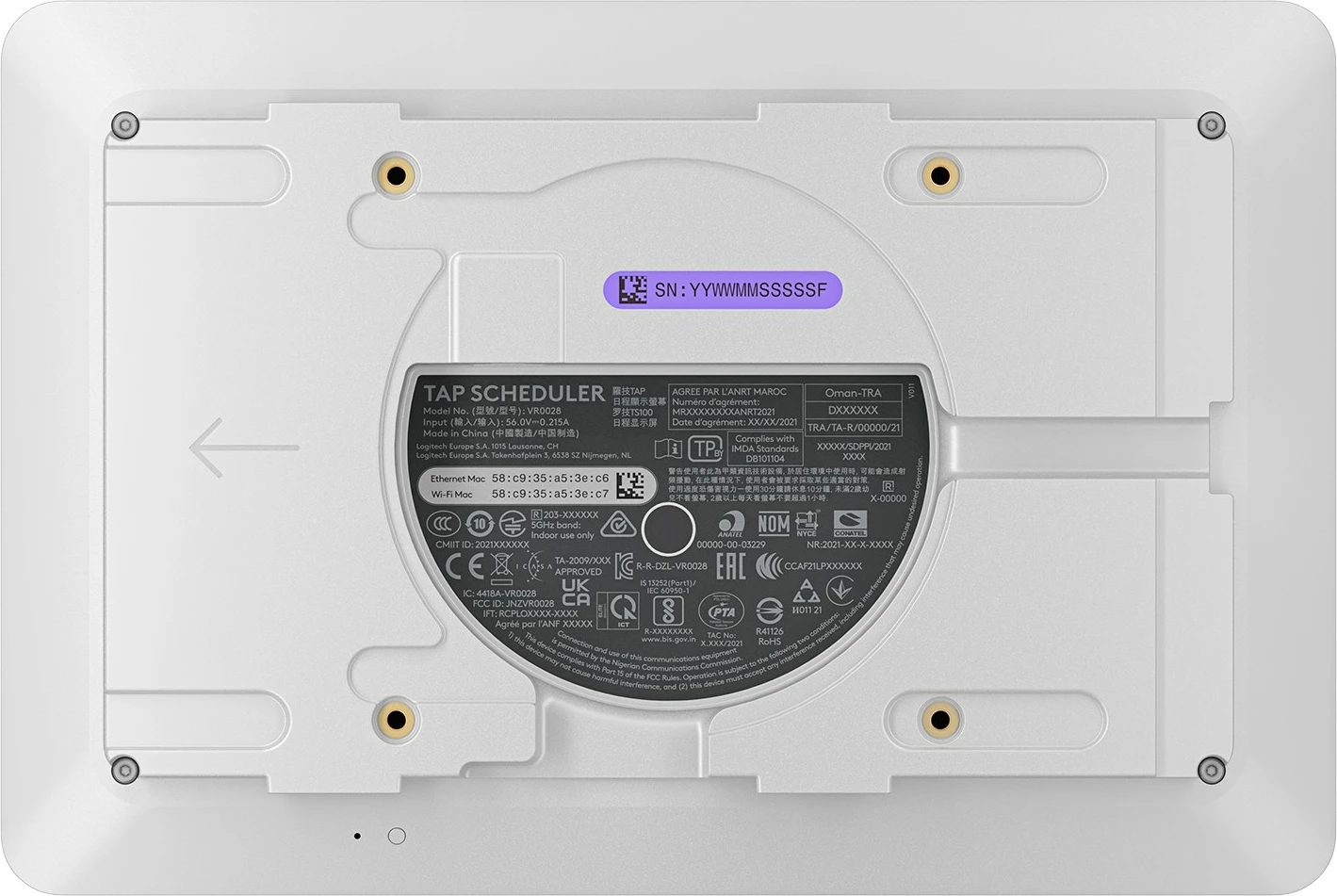 Panel për planifikim Logitech Tap Scheduler, 10.1", i bardhë