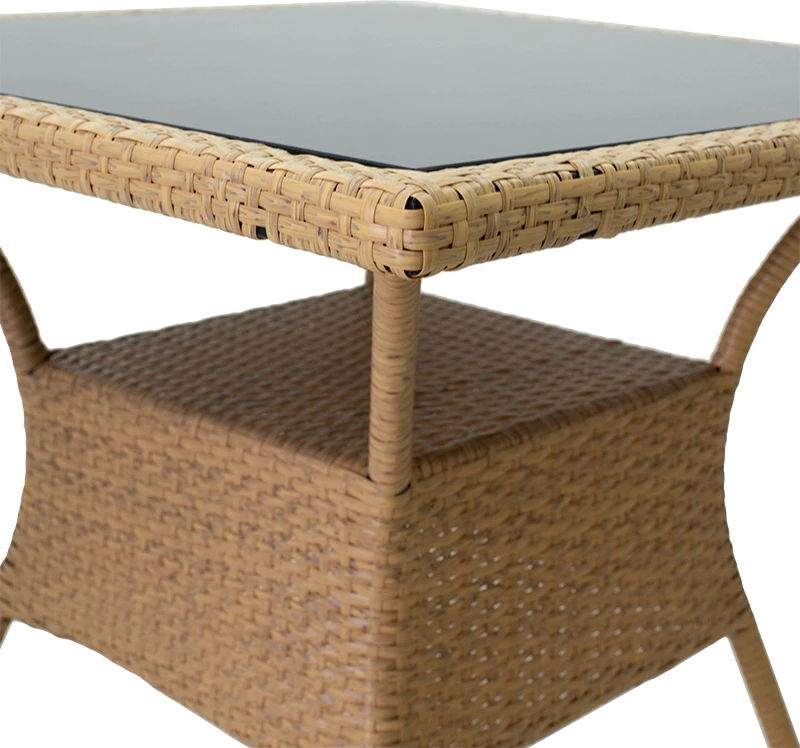 Tavolinë kopshti Laura, metal, ratan PE natyral, 80x80x75cm