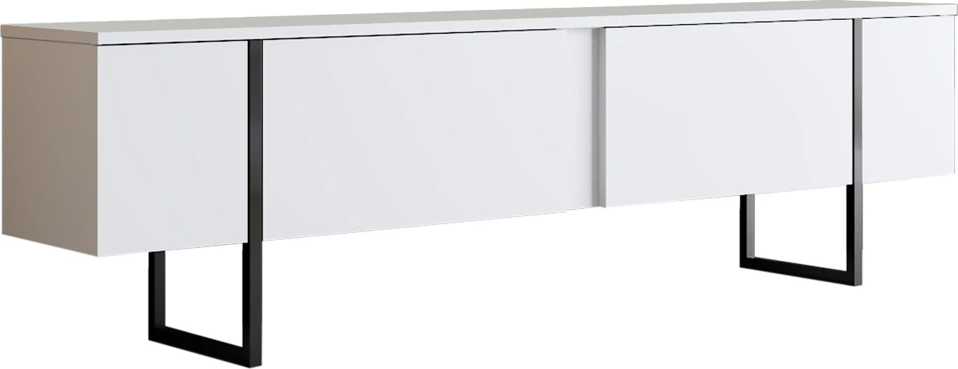 Komodë TV Skye Decor, ngjyrë e bardhë dhe e zezë, Luxe