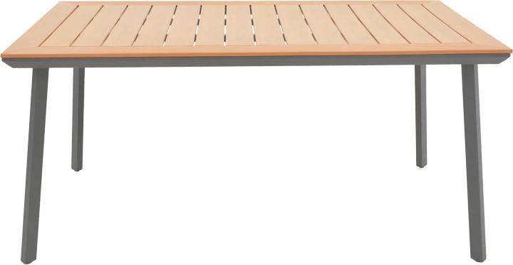 Tavolinë Griffith alumini dhe sipërfaqe tavoline në ngjyrë natyrale, 160x80x74cm