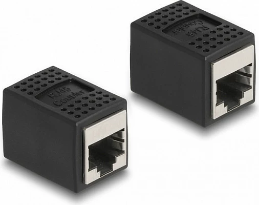 Adapter RJ45 DeLOCK, RJ45 femër në RJ45 femër, Cat 6A, i zi