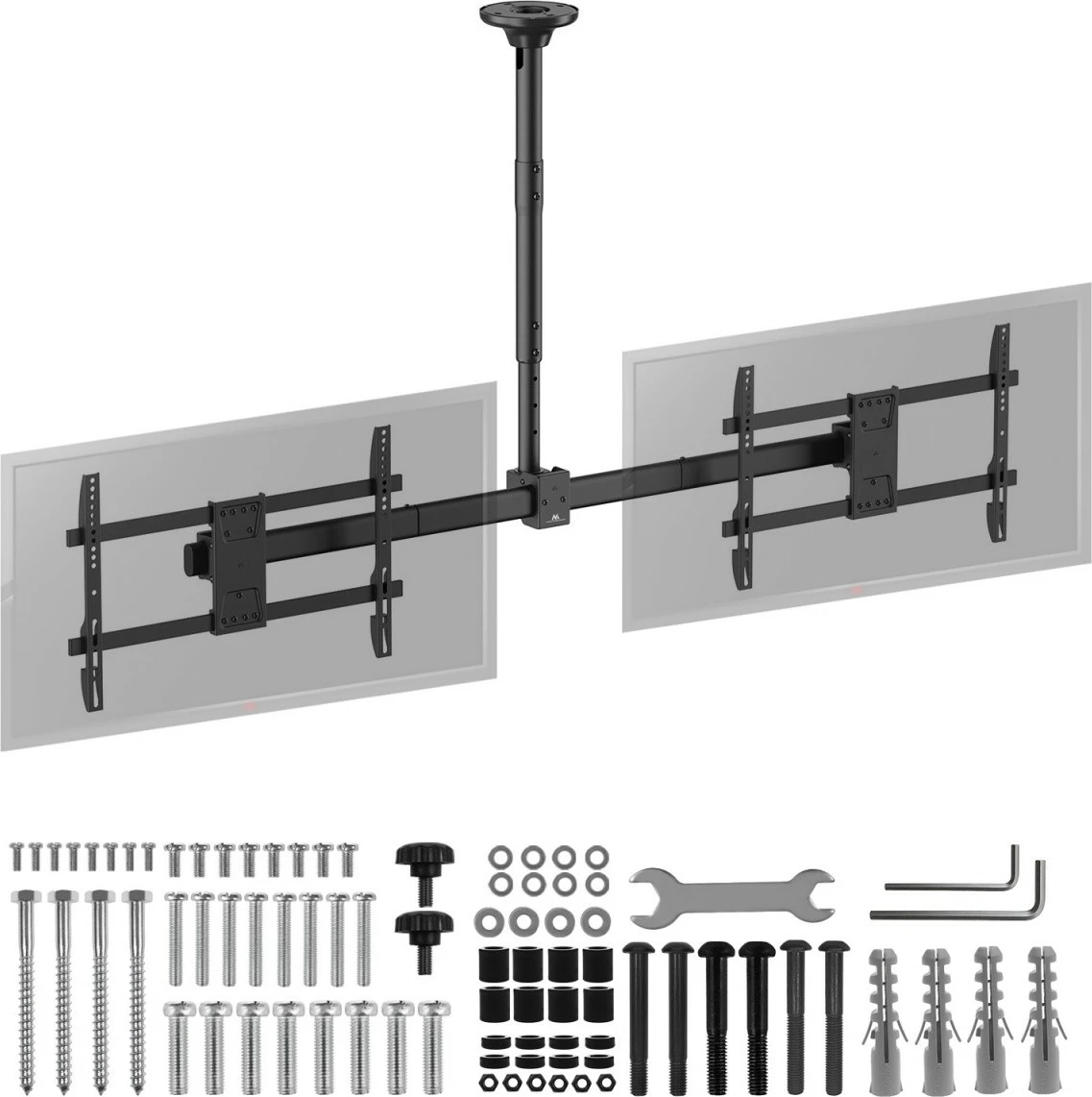 Mbajtëse tavani për dy TV Maclean MC-111 B, çelik, e zezë