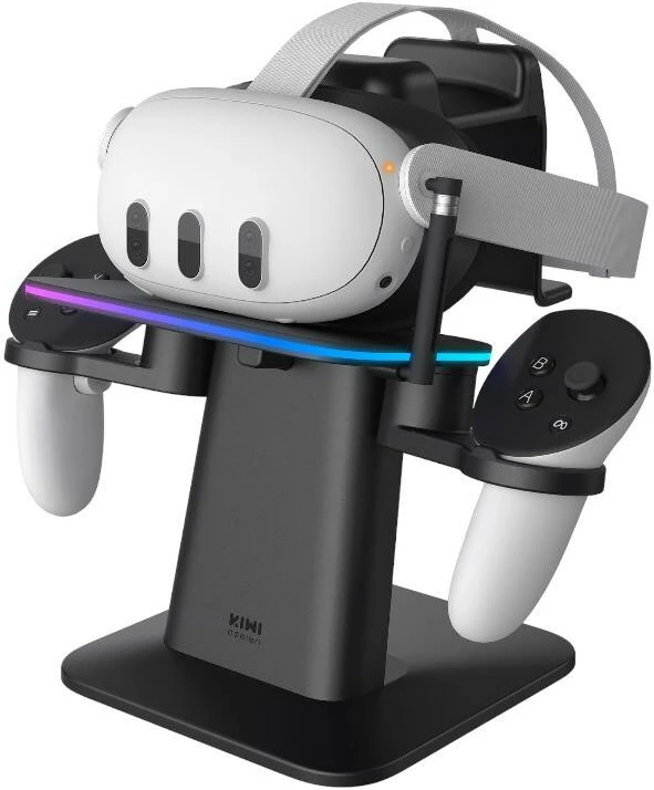 Stacion karikimi RGB për VR KiwiDesign QC03 për Meta Quest 3/Quest 2/Quest PRO, i zi