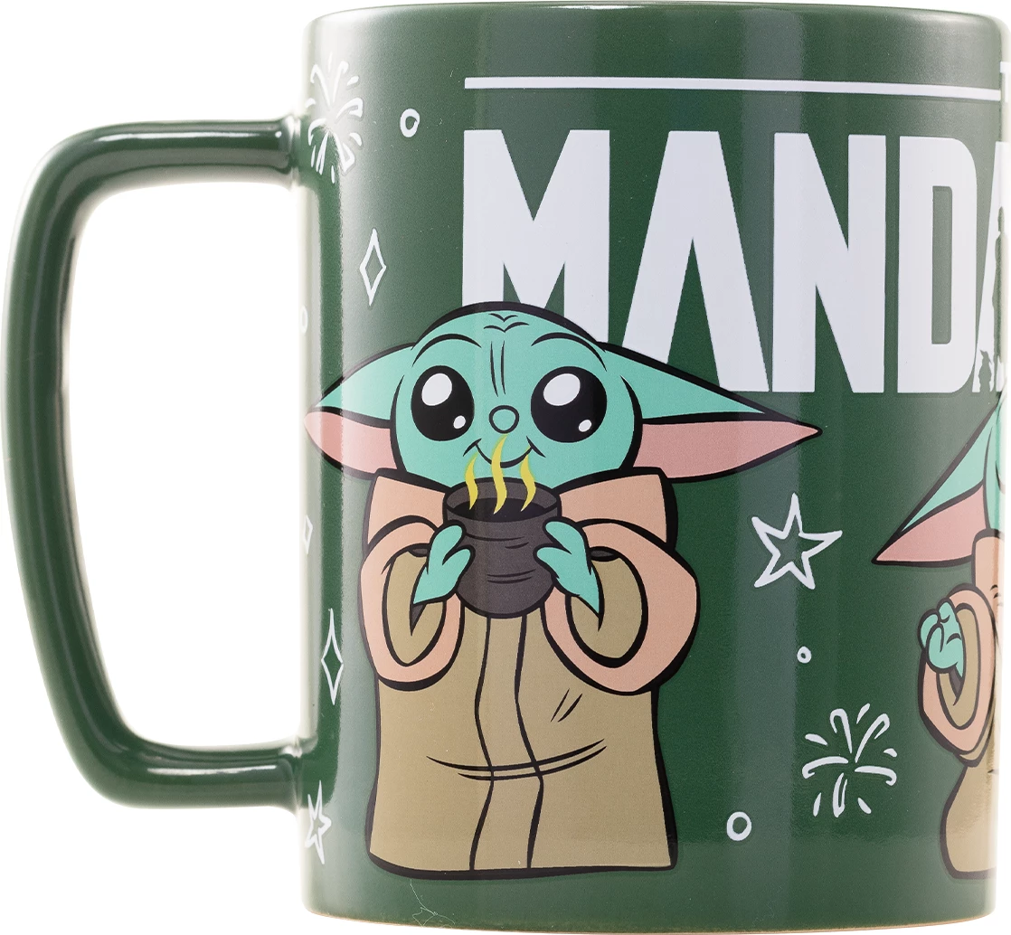 Mug Pyramid International The Mandalorian Grogu Fuzzy 440 ml, mbulesë e butë e heqshme, jeshile