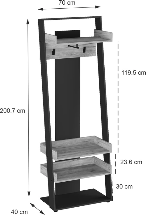 Mobilje hyrëse Sciove, ngjyrë antracit-natyrale, 70x40x200cm