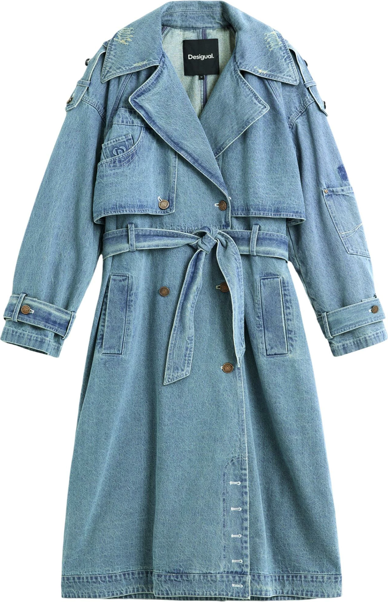 Pallto trench për femra Desigual CHAQ_GRESIL 26WWED01, denim e çelët [Madhësia: S]