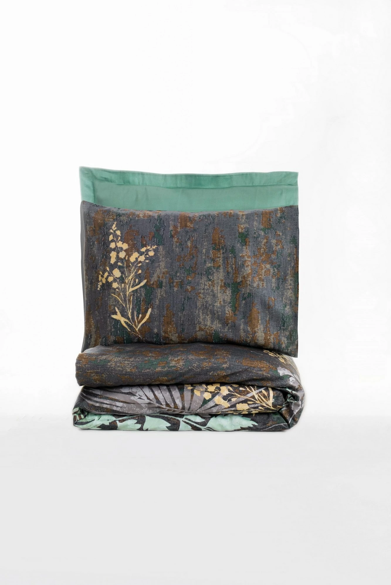Set mbulesë për jorgan dopio, saten, L'essentiel, Clorasa, ngjyrë mente, anthracite, kafe