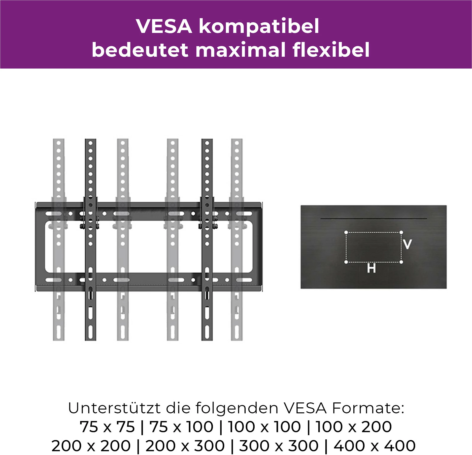 Mbajtëse muri për TV Ultron WM100, 23-56", VESA 75x75-400x400, 0-15°, e zezë