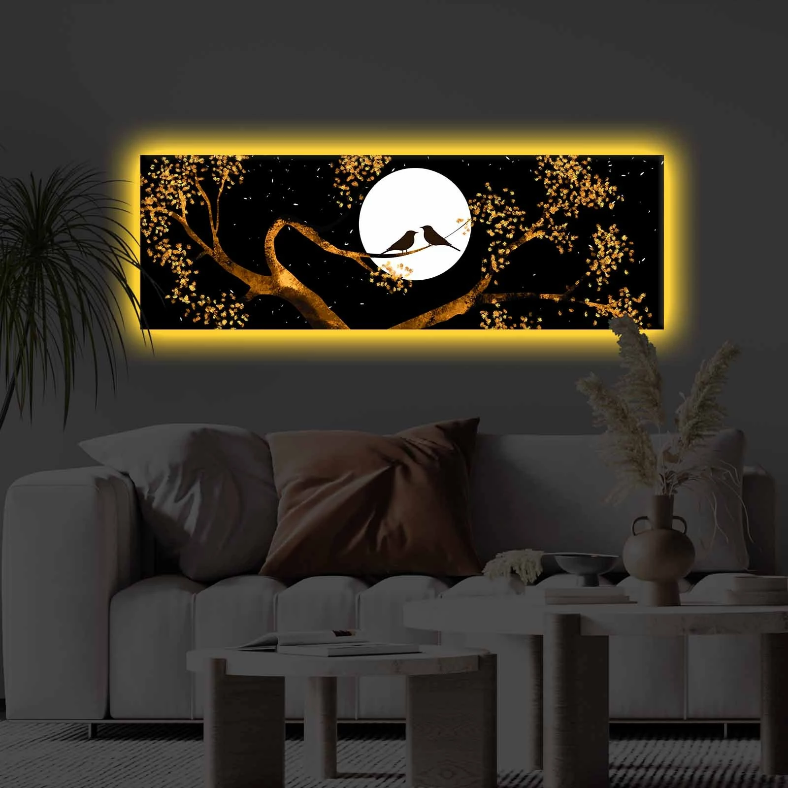 Pikturë dekorative në kanavacë me drita LED, shumëngjyrëshe, 30x90cm, 3090KTLGDACT-016