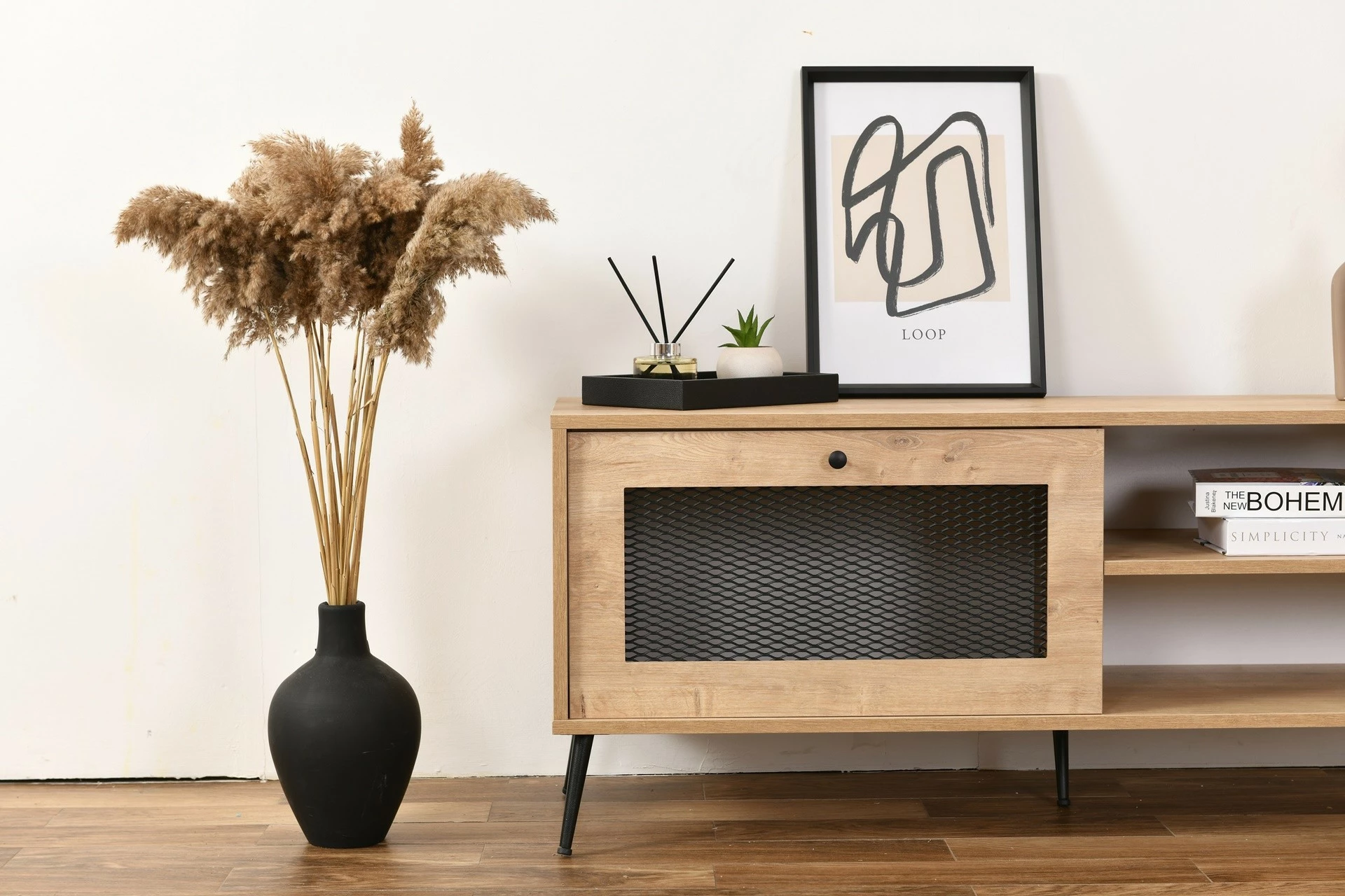 Komodë për TV Hanah Home, Wire 180, ngjyrë lisi