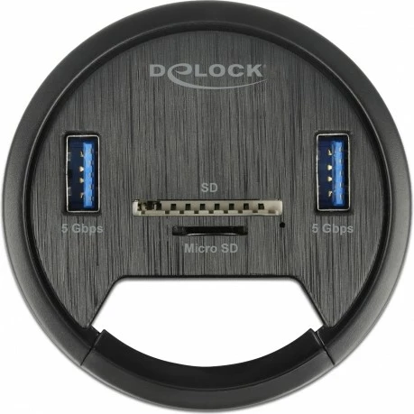 USB hub DeLOCK 2 port, card reader SD/MicroSD, i zi