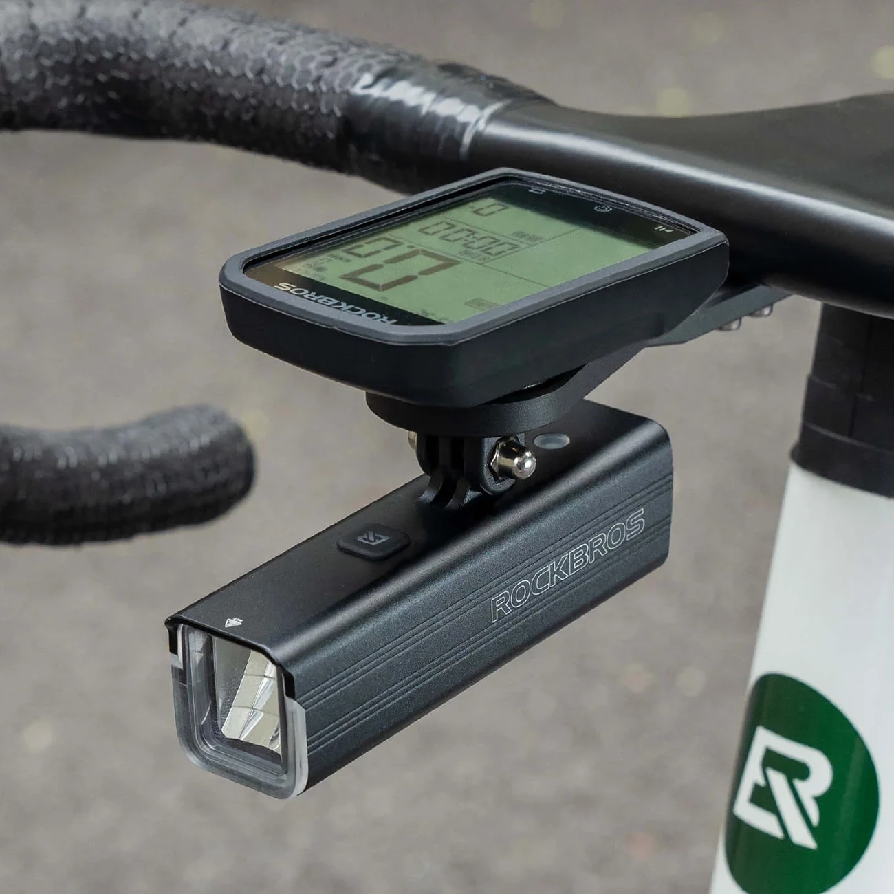 Mbajtës kompjuteri biçiklete Rockbros FK-307S najlon, kompatibil Garmin/Wahoo/Bryton, 13 g, set me 3 baza, i zi