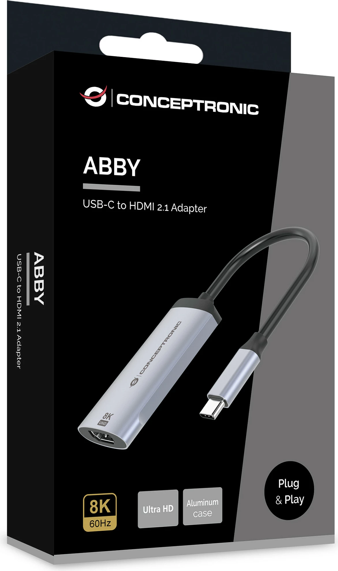 Adapter USB-C në HDMI Conceptronic ABBY23G, HDMI 2.1, 8K 60Hz, 0.15 m, argjendtë