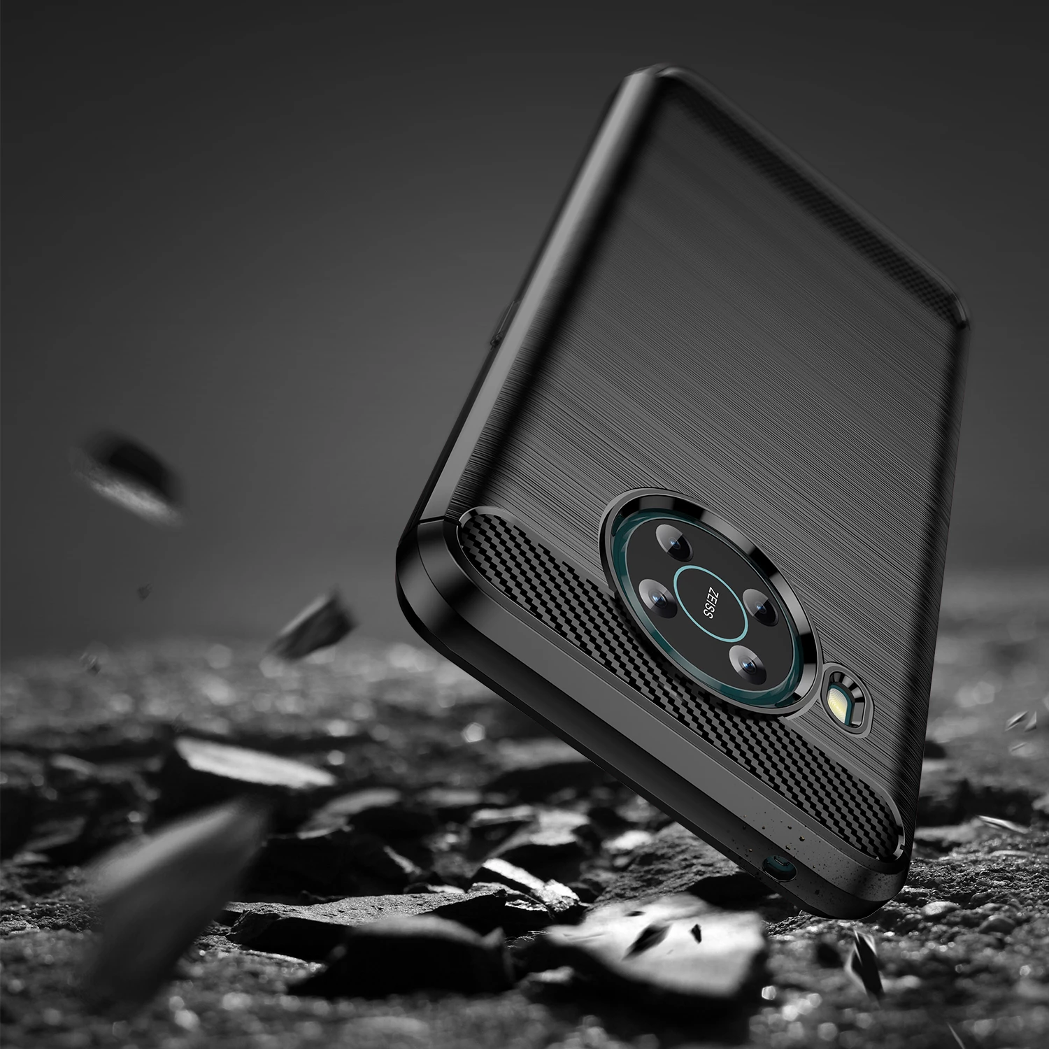 Mbështjellës Hurtel Carbon Case për Nokia X100, i zi