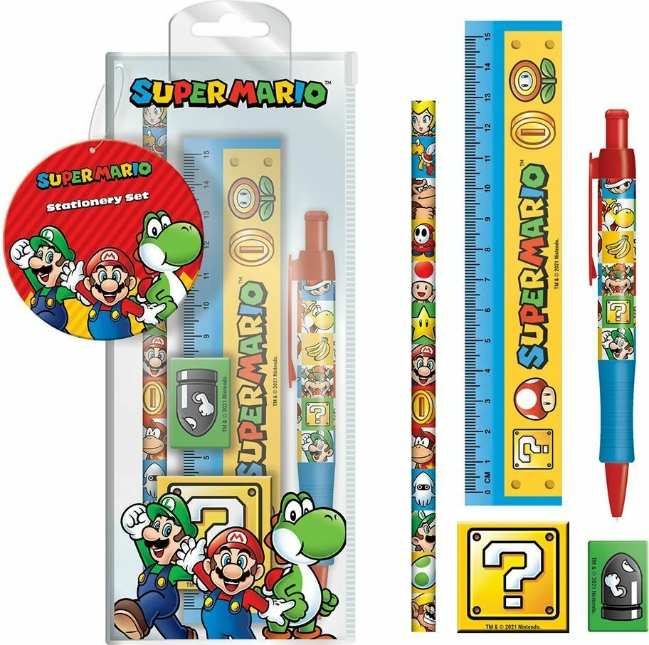 Set shkrimi Pyramid International Super Mario Colour Block, 5 copë, shumëngjyrësh