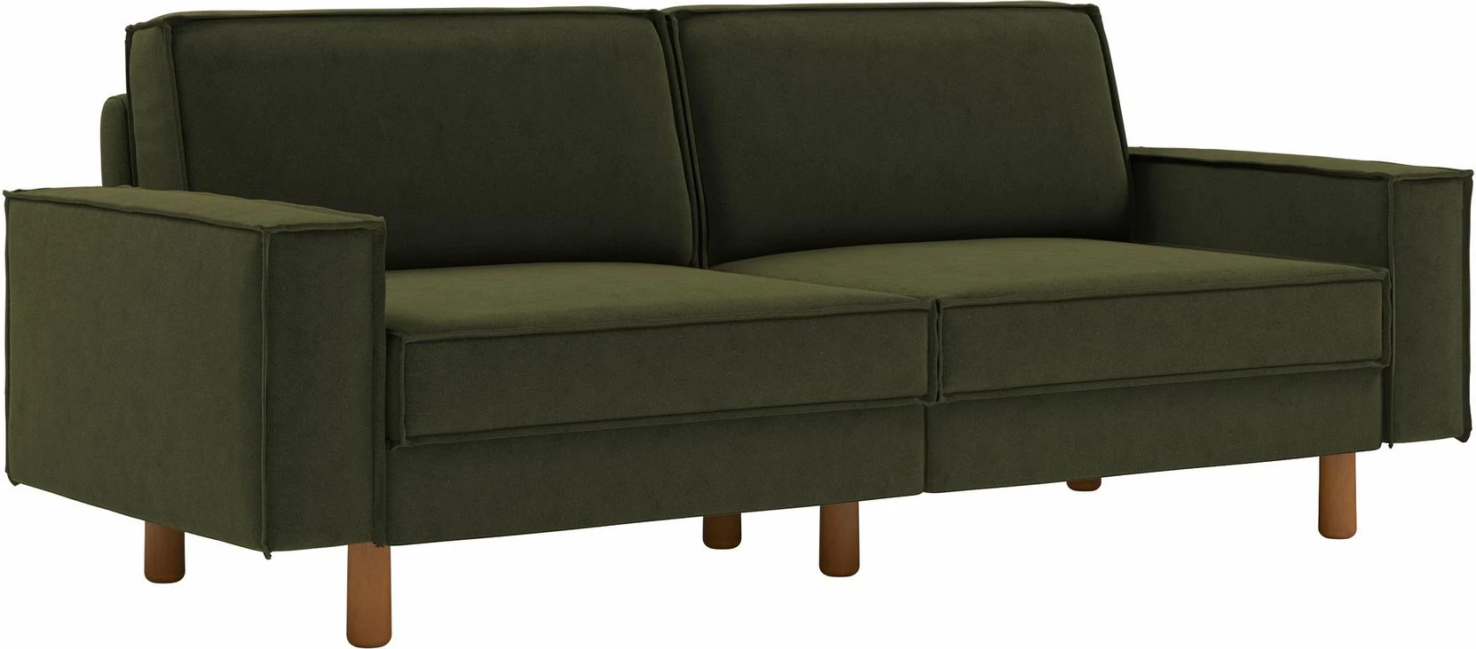 Divan treshe, ngjyrë jeshile vaj, këmbë druri arre, Atelier del Sofa, Sparrow 3