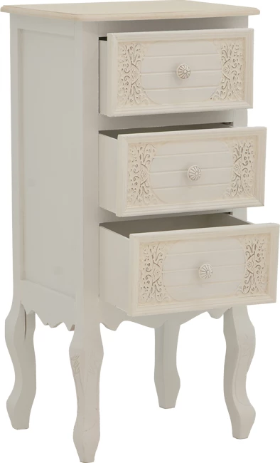 Komodinë me sirtarë, ngjyrë e bardhë antike, MDF, 40x34.5x82 cm