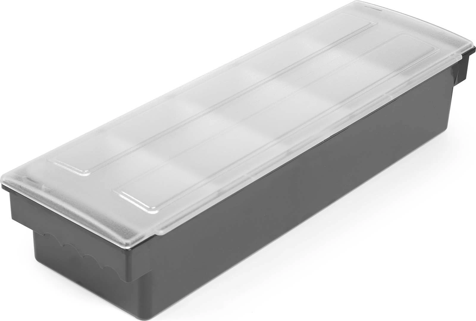 Mbajtës garniturash bar, Bar Up, 5 ndarje, 495 x 160 x 100 mm, me kapak, gri/transparente