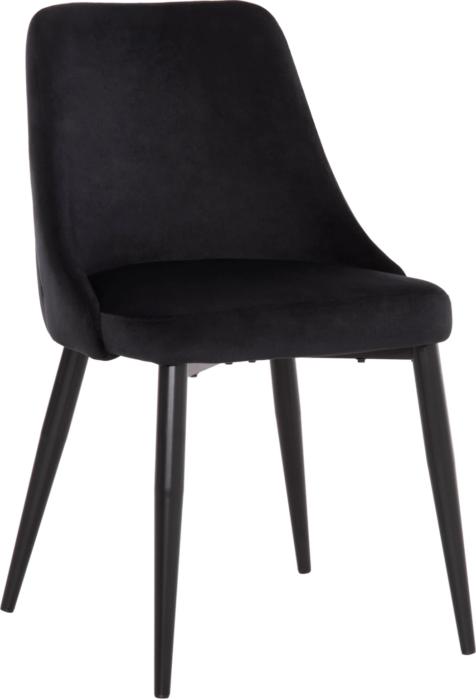 Karrige për ngrënie Serenity FH8527.14, kadife e zezë, këmbë metalike të zeza, 51x54x83.5 cm, set prej 2 copë