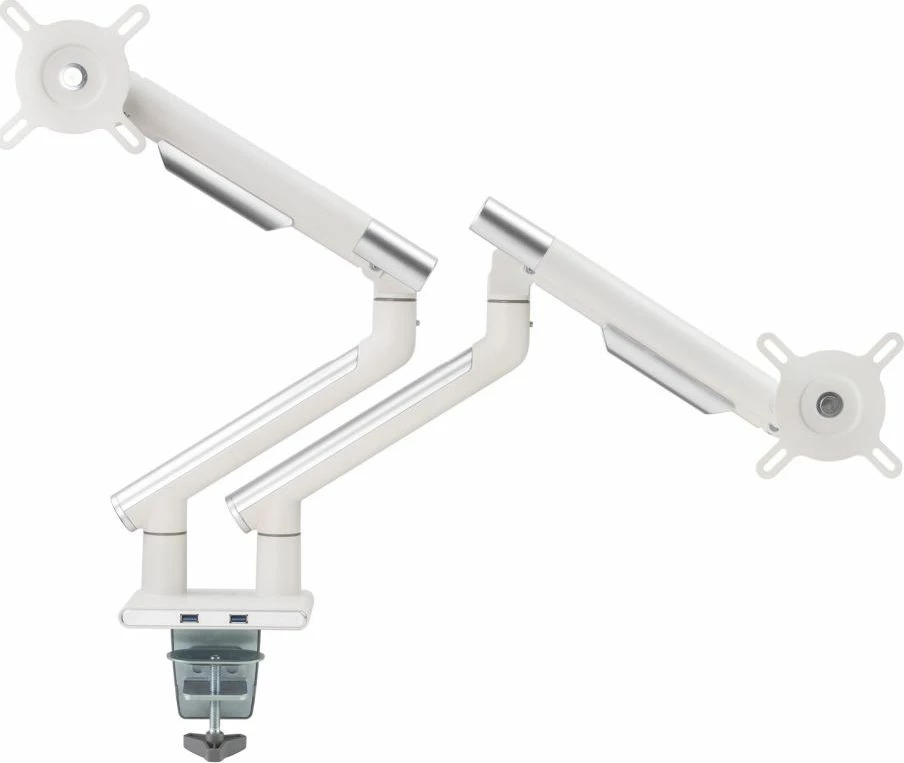 Mbajtëse monitori për tavolinë Art RAMM L-20GD, për 2 monitorë 17\"-32\", VESA 75x75/100x100, deri 9 kg, gas spring, e bardhë