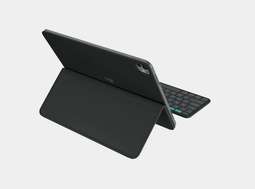 Tastierë me mbështjellës Logitech Flip Folio për iPad Pro & Air 13 inch, Bluetooth, gri