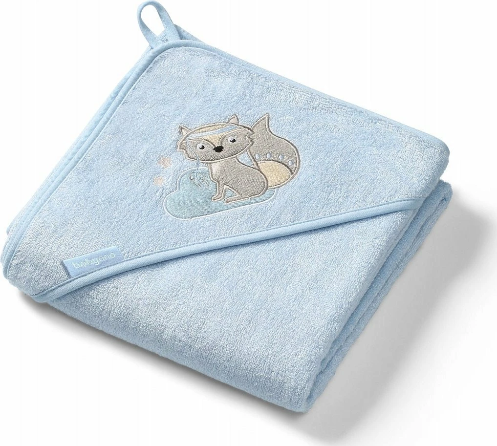 Peshqir banje me kapuç BabyOno 346/05 100x100 cm, bambu/pambuk, gri me aksente blu