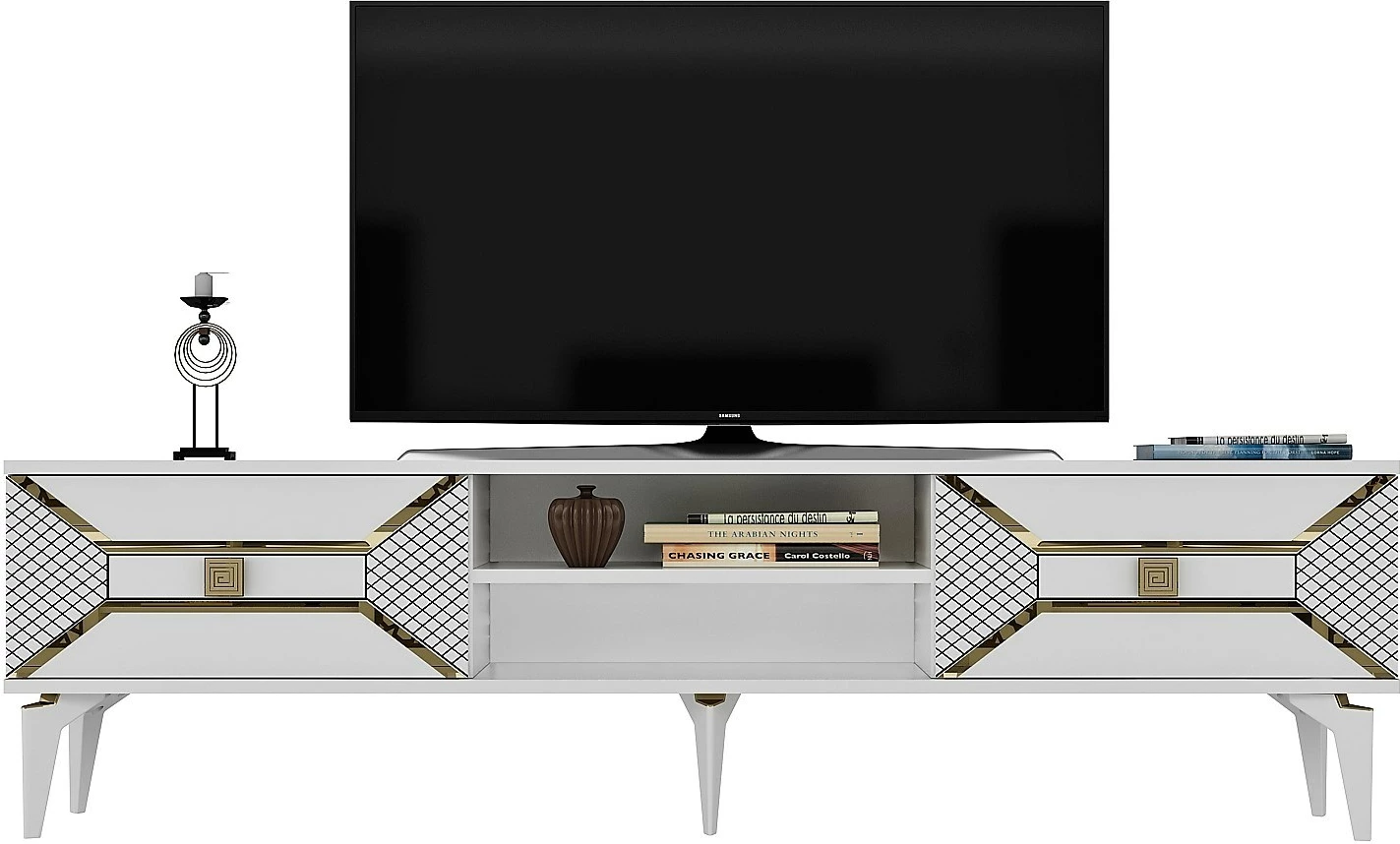 Komodë TV Hanah Home, Yumedi, e bardhë, ari