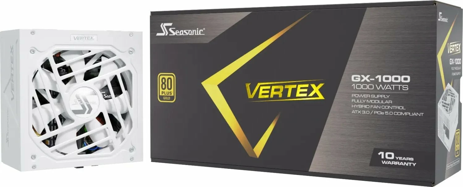 Furnizues rryme SeaSonic Vertex GX (VERTEX-GX-1000-WHITE) 1000W 80 Plus Gold ATX 3.0 modular komplet, i bardhë