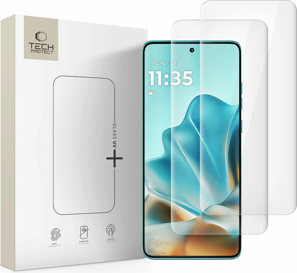 Mbrojtës ekrani xham i temperuar Tech-Protect Glass UV+, për Motorola Edge 60 Fusion, 2 copë, Transparent