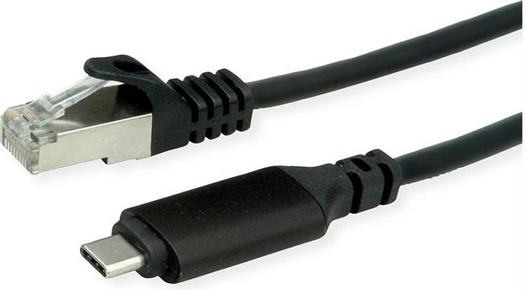 Adapter USB-C në Ethernet ROLINE 12.02.1169, 1Gbps, kabllo 5m, i zi