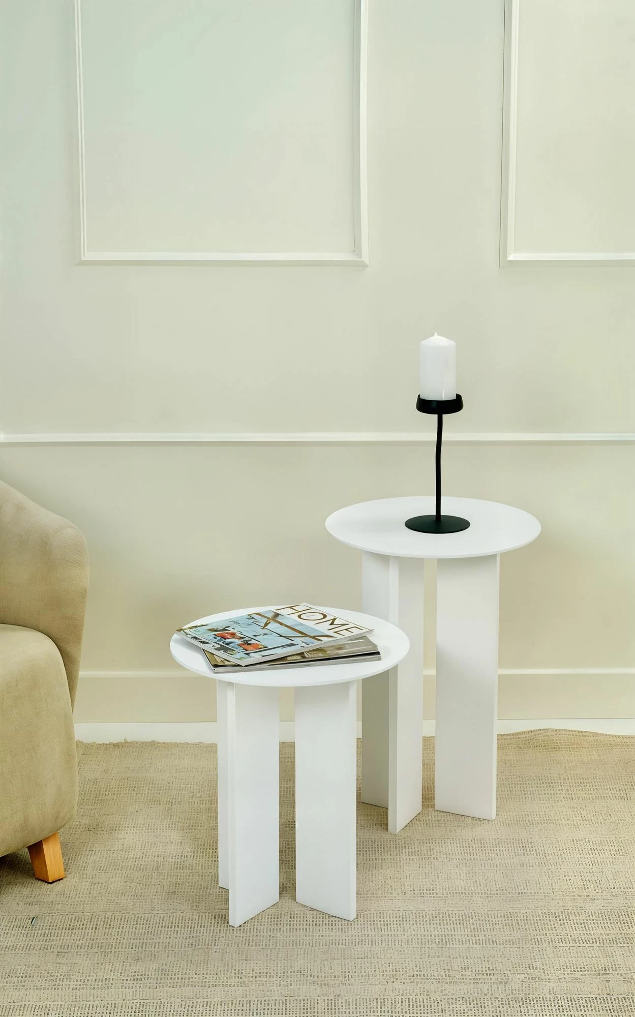 Set tavolinash kafeje Skye Decor, Leo (55 + 45), e bardhë
