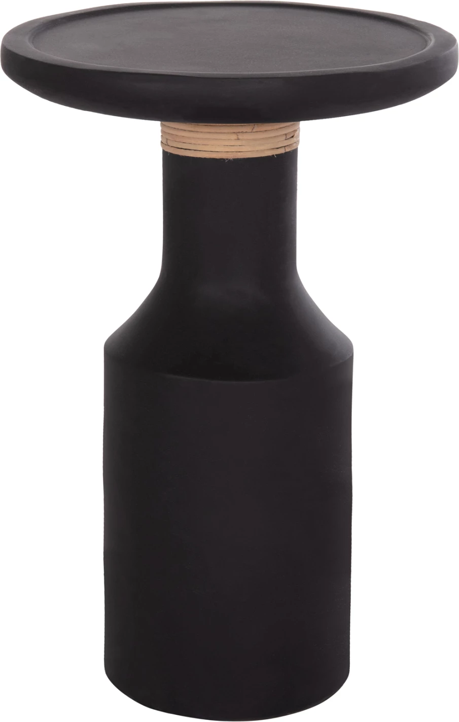 Tavolinë anësore TRED(T), fibër-cement, e zezë, ratan natyral, FH18169.01, 40x61cm