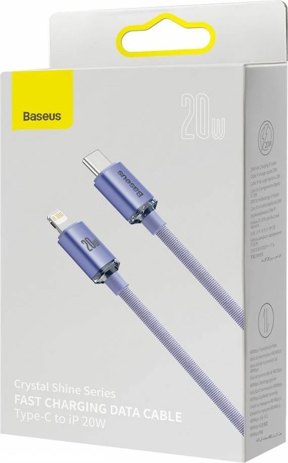 Kabllo USB-C në Lightning Baseus Crystal Shine 1.2 m 2.4A USB 2.0, vjollcë, 1 copë