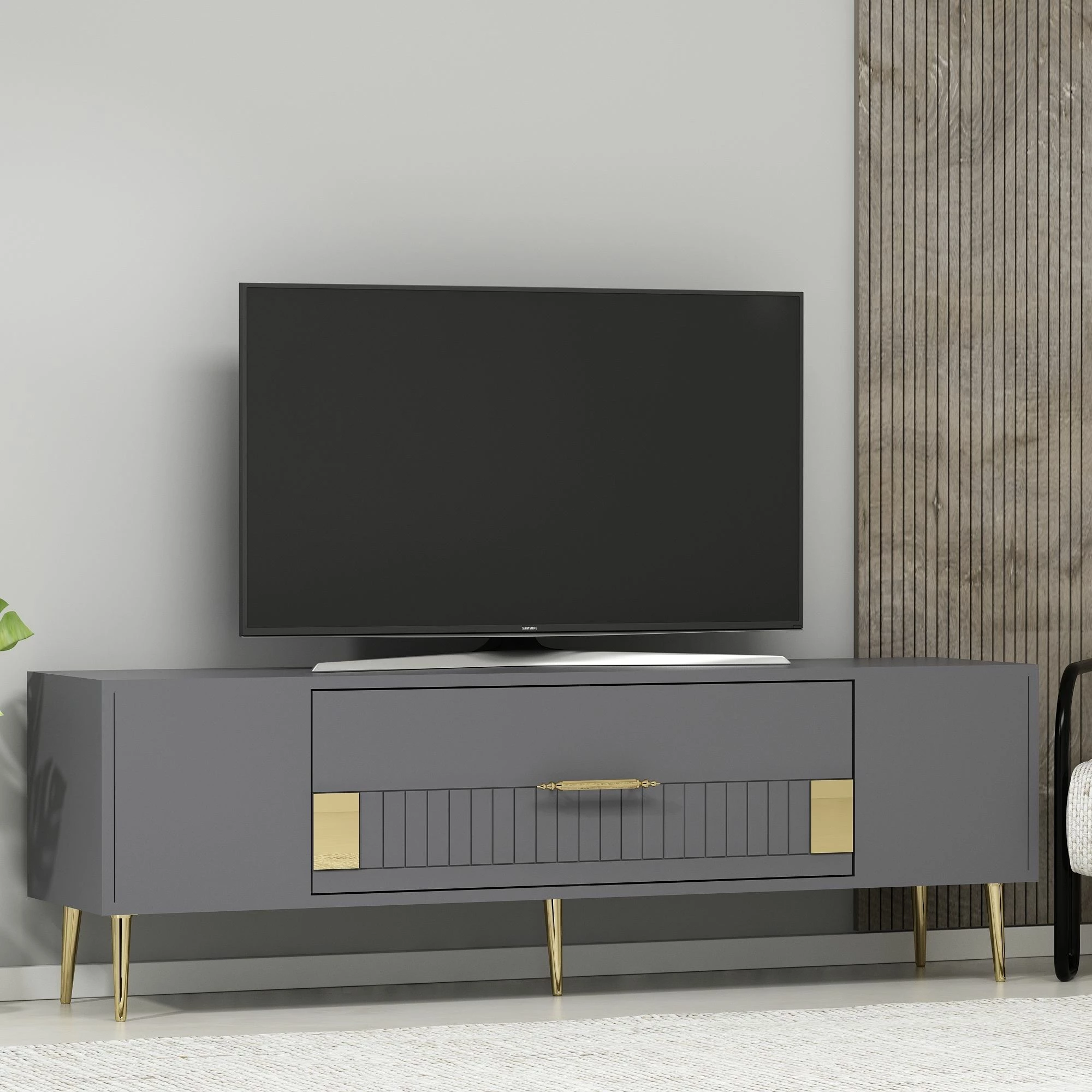 Komodë për TV, ngjyrë antracit dhe ari, Skye Decor, Dekolp4