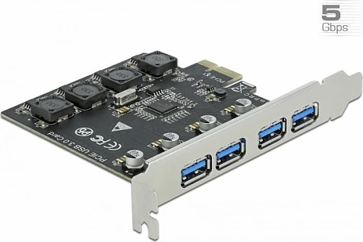 Kartë zgjerimi PCIe DeLOCK PCIe x1, 4x USB-A USB 3.2 Gen 1, 5 Gbit/s