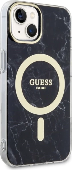Mbështjellës Guess Marble MagSafe për iPhone 14 6.1", i zi