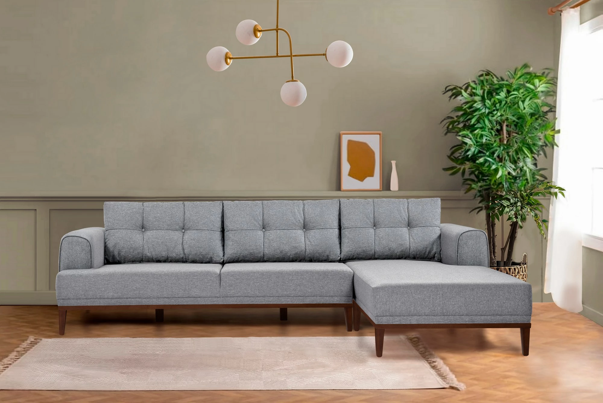 Këndare Atelier del Sofa, Vina Corner, ngjyrë gri dhe arre