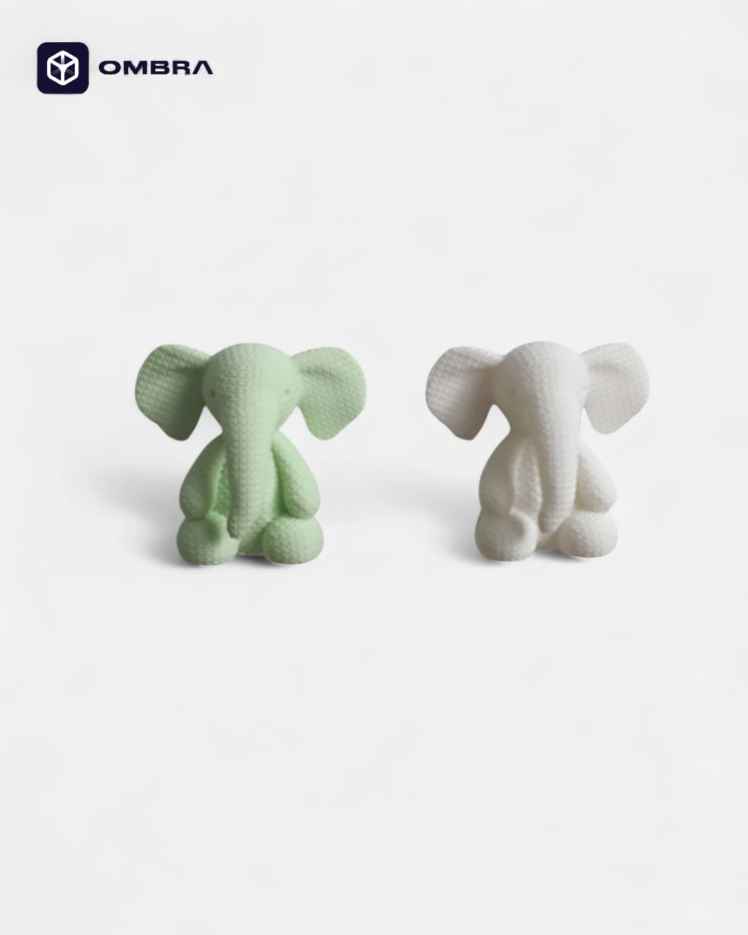 Knitted Elephant Fridge Magnet SET - e bardhe, e gjelbert