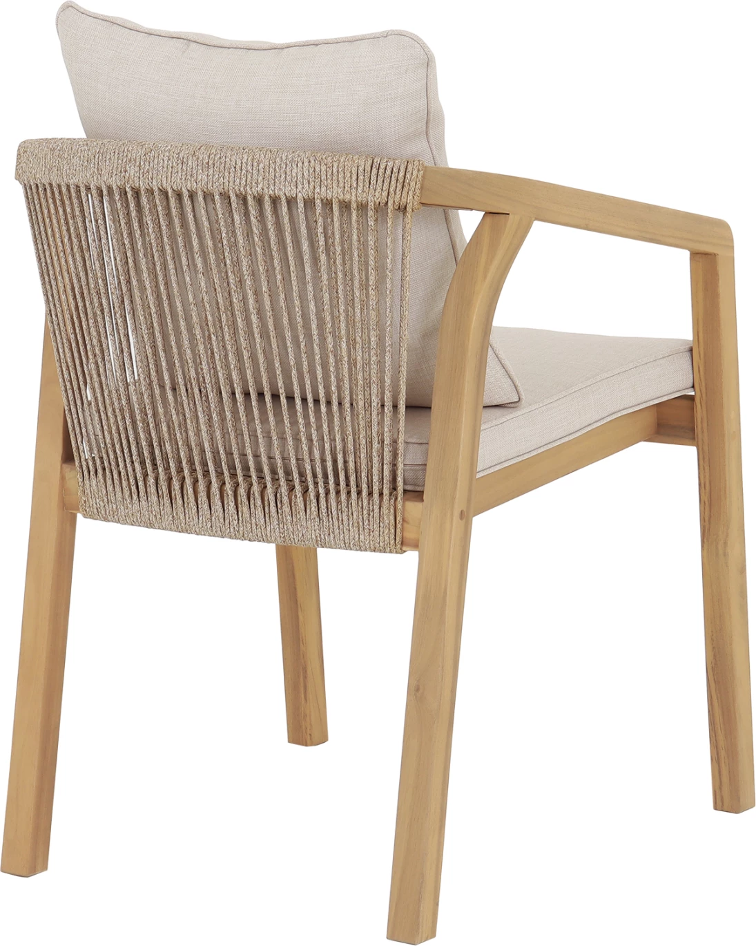 Karrige për drekë jashtë CONTREL FH6244.01, dru akacie, litar natyral, jastëkë bezhë, 61x58x75cm, set prej 2 copash